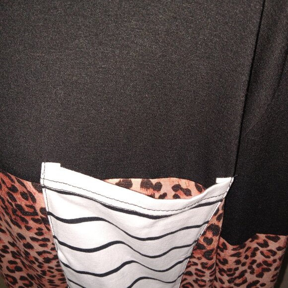 BLACK AND WHITE STRIPED LEOPARD PRINT LONG SLEEVE TOP-NWT-SIZE-XL - Picture 3 of 10